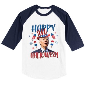 Funny Happy Halloween Biden Fourth Of July Funny 4th Of July Baseball Sleeve Shirt