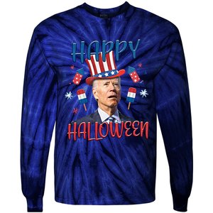 Funny Happy Halloween Biden Fourth Of July Funny 4th Of July Tie-Dye Long Sleeve Shirt