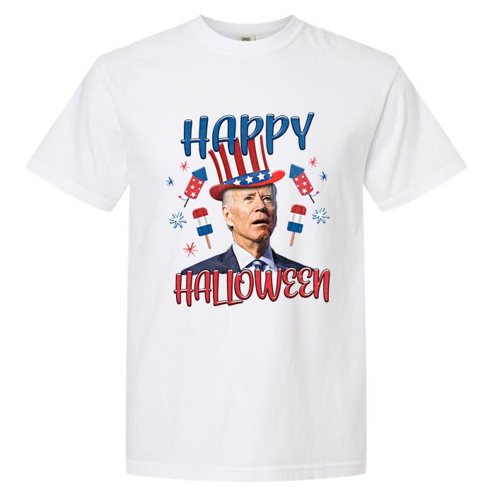 Funny Happy Halloween Biden Fourth Of July Funny 4th Of July Garment-Dyed Heavyweight T-Shirt