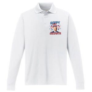 Funny Happy Halloween Biden Fourth Of July Funny 4th Of July Performance Long Sleeve Polo