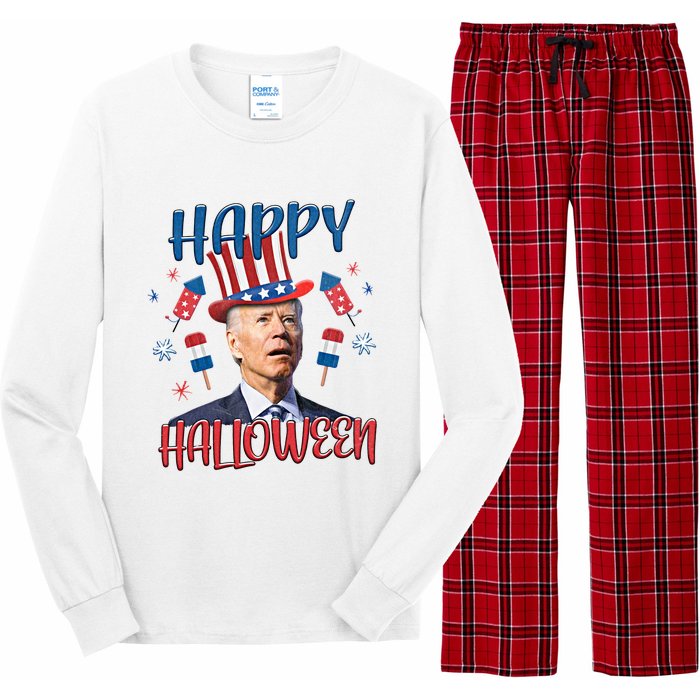 Funny Happy Halloween Biden Fourth Of July Funny 4th Of July Long Sleeve Pajama Set