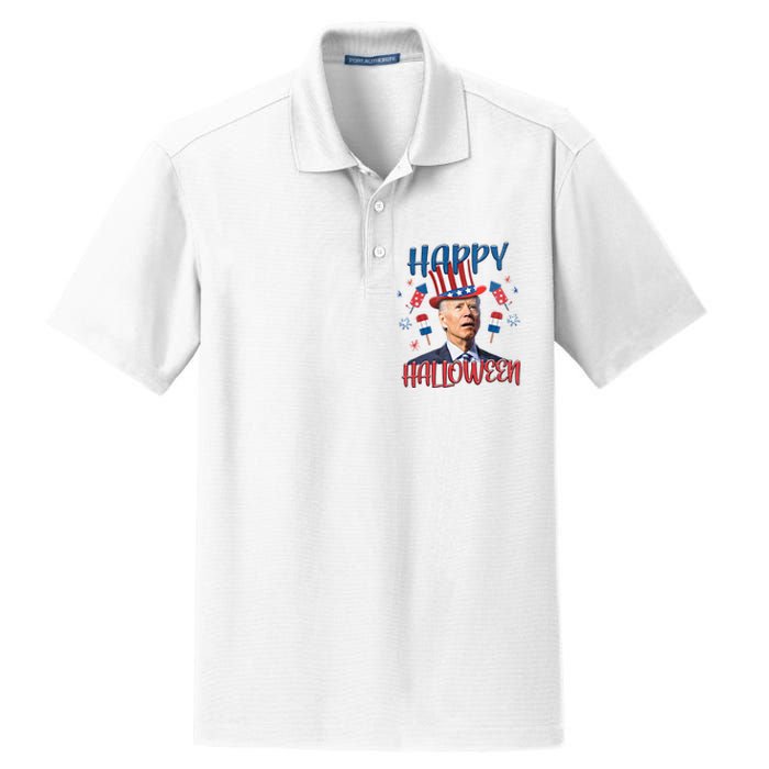 Funny Happy Halloween Biden Fourth Of July Funny 4th Of July Dry Zone Grid Polo