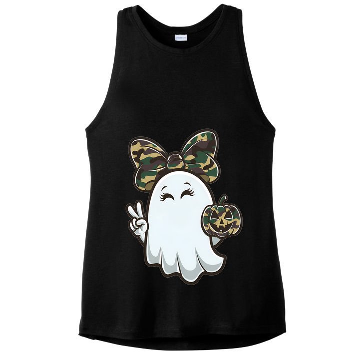 Funny Hello Hunting Season Halloween Camouflage Camo Ghost Ladies PosiCharge Tri-Blend Wicking Tank