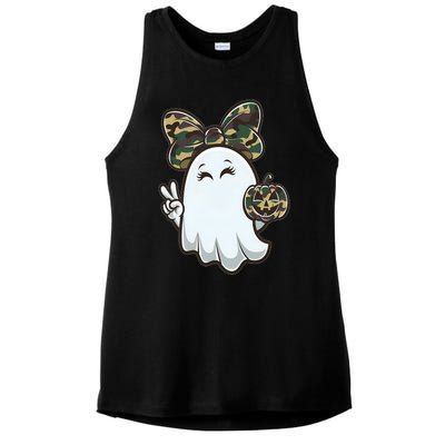 Funny Hello Hunting Season Halloween Camouflage Camo Ghost Ladies PosiCharge Tri-Blend Wicking Tank