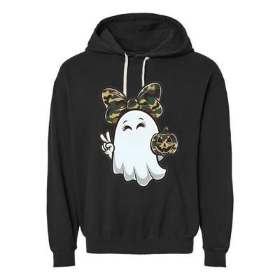 Funny Hello Hunting Season Halloween Camouflage Camo Ghost Garment-Dyed Fleece Hoodie