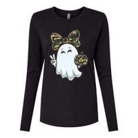 Funny Hello Hunting Season Halloween Camouflage Camo Ghost Womens Cotton Relaxed Long Sleeve T-Shirt