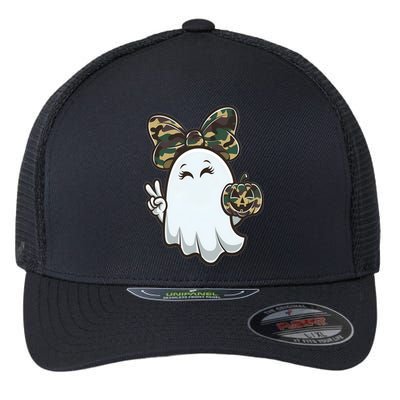 Funny Hello Hunting Season Halloween Camouflage Camo Ghost Flexfit Unipanel Trucker Cap