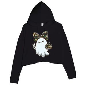 Funny Hello Hunting Season Halloween Camouflage Camo Ghost Crop Fleece Hoodie