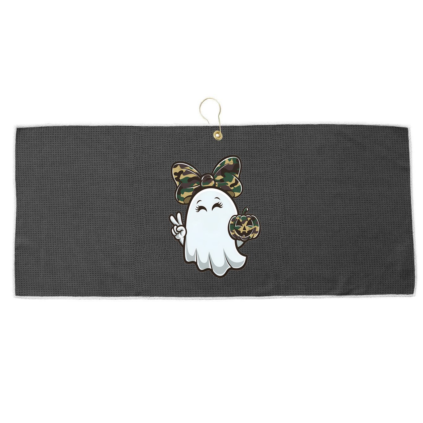 Funny Hello Hunting Season Halloween Camouflage Camo Ghost Large Microfiber Waffle Golf Towel