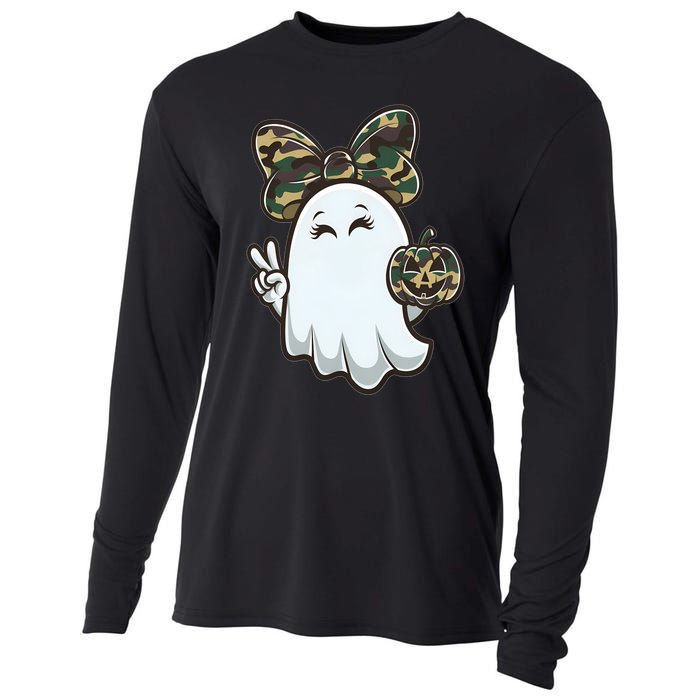 Funny Hello Hunting Season Halloween Camouflage Camo Ghost Cooling Performance Long Sleeve Crew