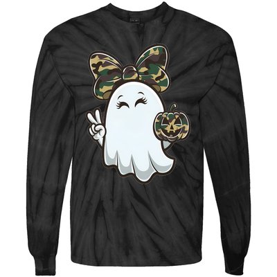 Funny Hello Hunting Season Halloween Camouflage Camo Ghost Tie-Dye Long Sleeve Shirt