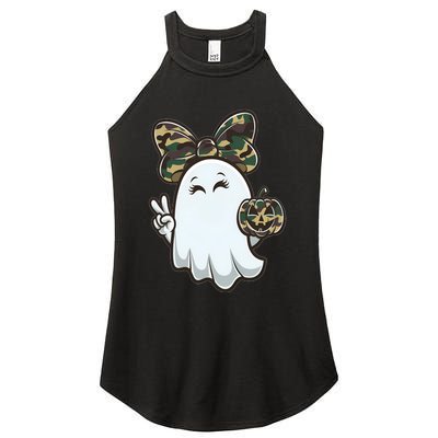 Funny Hello Hunting Season Halloween Camouflage Camo Ghost Women's Perfect Tri Rocker Tank