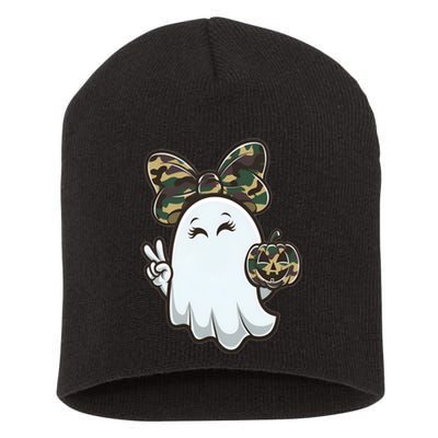 Funny Hello Hunting Season Halloween Camouflage Camo Ghost Short Acrylic Beanie