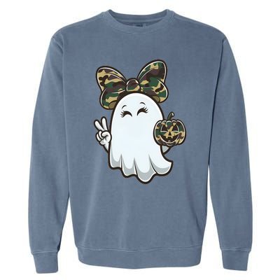 Funny Hello Hunting Season Halloween Camouflage Camo Ghost Garment-Dyed Sweatshirt