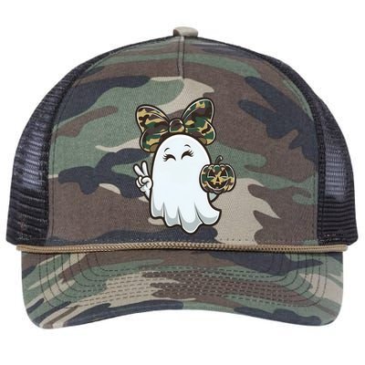 Funny Hello Hunting Season Halloween Camouflage Camo Ghost Retro Rope Trucker Hat Cap