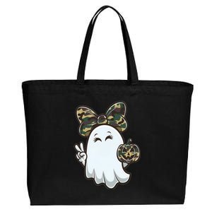 Funny Hello Hunting Season Halloween Camouflage Camo Ghost Cotton Canvas Jumbo Tote