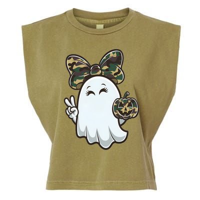 Funny Hello Hunting Season Halloween Camouflage Camo Ghost Garment-Dyed Women's Muscle Tee