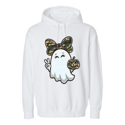 Funny Hello Hunting Season Halloween Camouflage Camo Ghost Garment-Dyed Fleece Hoodie