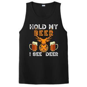 Funny Hunting Hold My Beer I See A Deer PosiCharge Competitor Tank