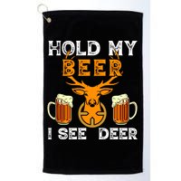 Funny Hunting Hold My Beer I See A Deer Golf Towel