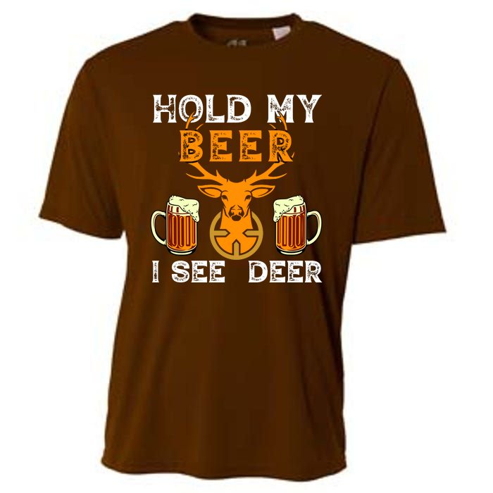 Funny Hunting Hold My Beer I See A Deer Cooling Performance Crew T-Shirt