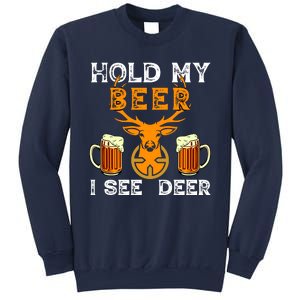 Funny Hunting Hold My Beer I See A Deer Sweatshirt