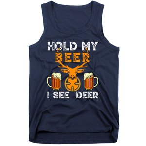 Funny Hunting Hold My Beer I See A Deer Tank Top