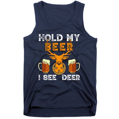 Funny Hunting Hold My Beer I See A Deer Tank Top