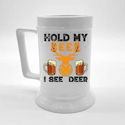 Funny Hunting Hold My Beer I See A Deer Beer Stein