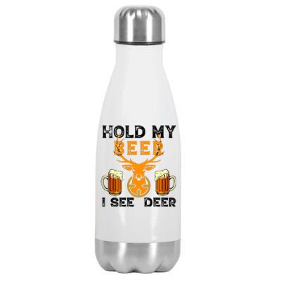 Funny Hunting Hold My Beer I See A Deer Stainless Steel Insulated Water Bottle