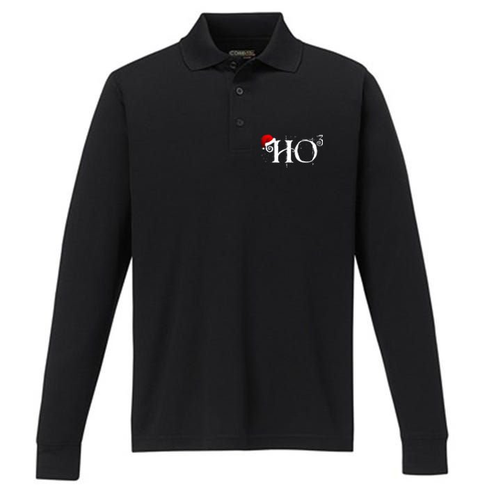 Funny Ho Ho Ho Ho To The Third Power Santa Performance Long Sleeve Polo