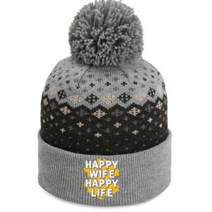 Funny Husband Happy Wife Happy Life Cool Gift The Baniff Cuffed Pom Beanie