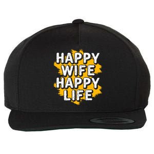 Funny Husband Happy Wife Happy Life Cool Gift Wool Snapback Cap