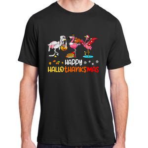 Flamingo Happy Hallothanksmas Halloween Thanksgiving Xmas Adult ChromaSoft Performance T-Shirt