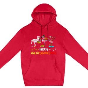 Flamingo Happy Hallothanksmas Halloween Thanksgiving Xmas Premium Pullover Hoodie