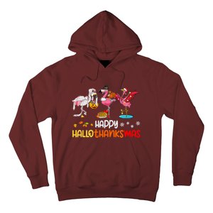 Flamingo Happy Hallothanksmas Halloween Thanksgiving Xmas Hoodie