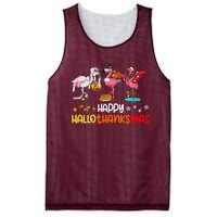 Flamingo Happy Hallothanksmas Halloween Thanksgiving Xmas Mesh Reversible Basketball Jersey Tank