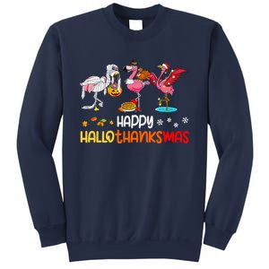 Flamingo Happy Hallothanksmas Halloween Thanksgiving Xmas Sweatshirt