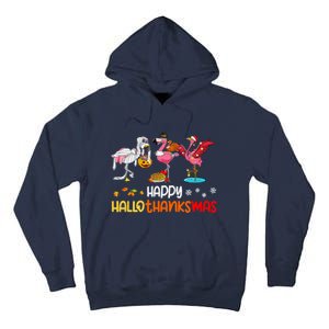 Flamingo Happy Hallothanksmas Halloween Thanksgiving Xmas Tall Hoodie