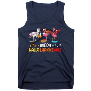 Flamingo Happy Hallothanksmas Halloween Thanksgiving Xmas Tank Top