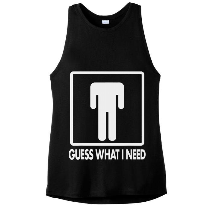 Funny Head Headless Man Frame Icon Guess What I Need Ladies PosiCharge Tri-Blend Wicking Tank