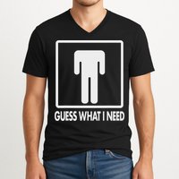 Funny Head Headless Man Frame Icon Guess What I Need V-Neck T-Shirt