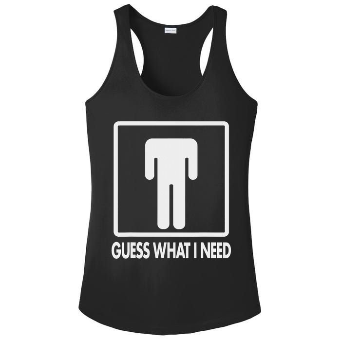 Funny Head Headless Man Frame Icon Guess What I Need Ladies PosiCharge Competitor Racerback Tank