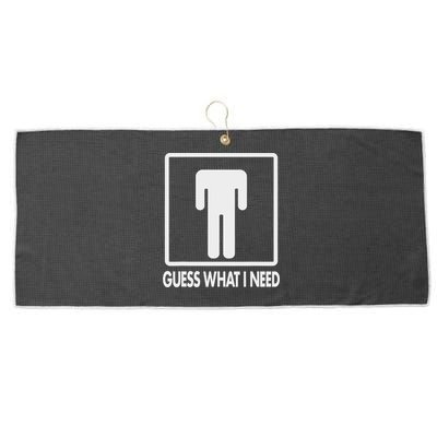 Funny Head Headless Man Frame Icon Guess What I Need Large Microfiber Waffle Golf Towel