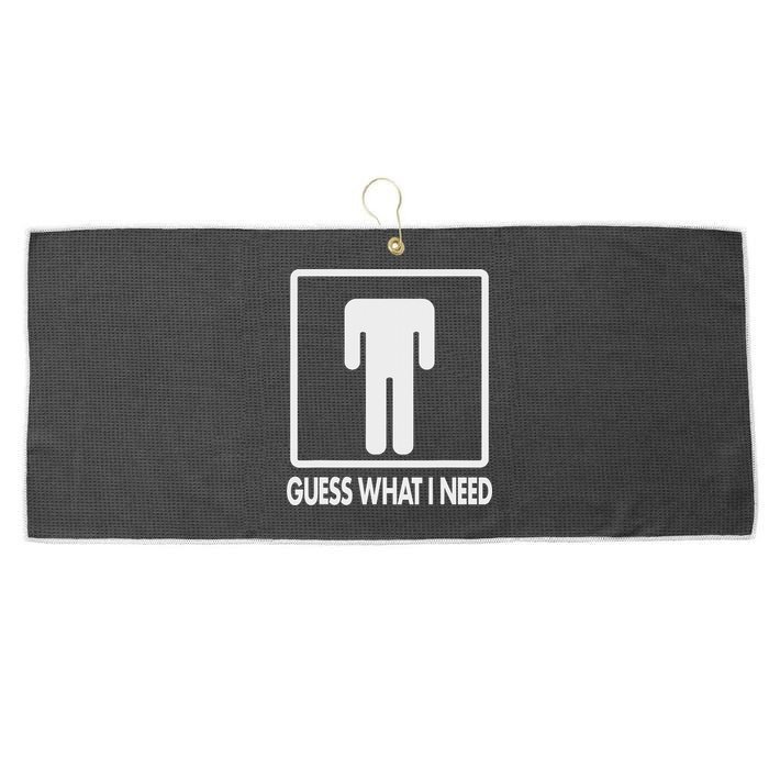 Funny Head Headless Man Frame Icon Guess What I Need Large Microfiber Waffle Golf Towel