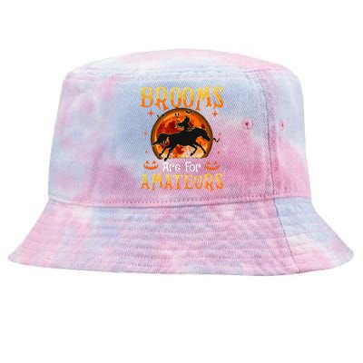 Funny Halloween Horses Witch Brooms Are For Amateurs Tie-Dyed Bucket Hat