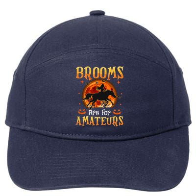 Funny Halloween Horses Witch Brooms Are For Amateurs 7-Panel Snapback Hat