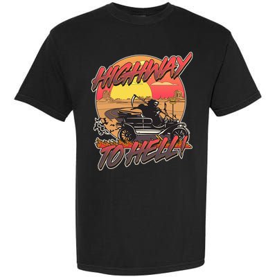 Funny Halloween Highway To Hell Grim Reaper Garment-Dyed Heavyweight T-Shirt