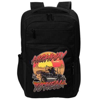 Funny Halloween Highway To Hell Grim Reaper Impact Tech Backpack