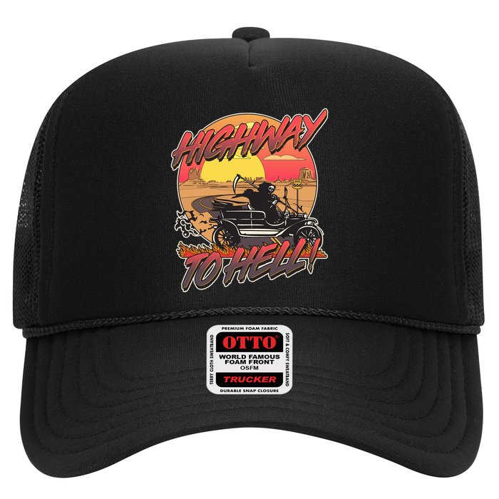 Funny Halloween Highway To Hell Grim Reaper Trucker Hat